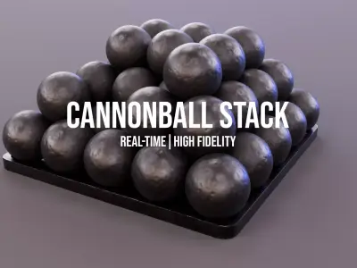 Cannon Ball Stack Low-poly 3D model