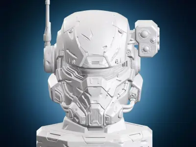 Cybernetic Mercenary Helmet 3D print model