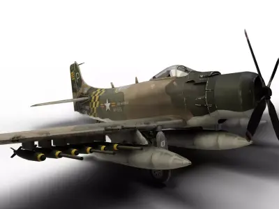 A-1 Skyraider Attack Aircraft - Realistic 3D model