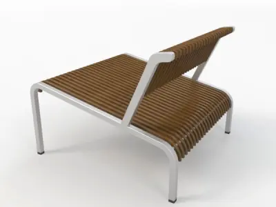 Chair-16 lounge chair made of wood and metal Free 3D model