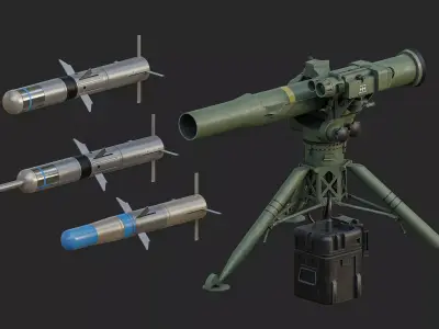 BGM 71 Tow launcher Low-poly 3D model