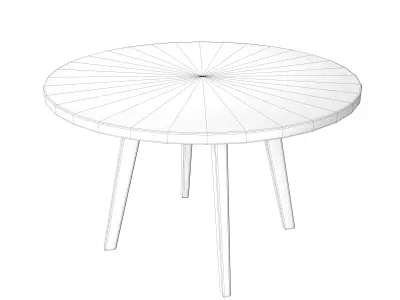 Table round with wooden legs Free low-poly 3D model