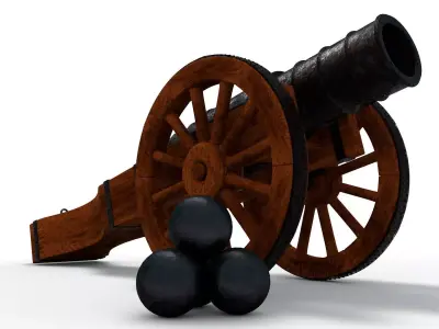 An old medieval cannon 3D model