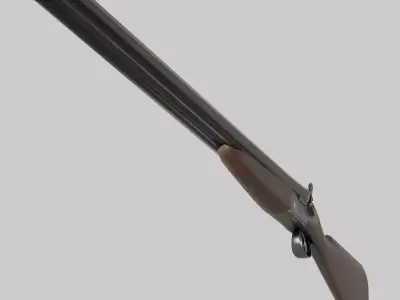 Double Barreled Shotgun - External hammers Low-poly 3D model