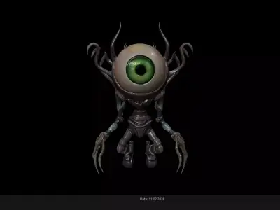 Low Poly Stylized Alien Eye Stalker - PBR Low-poly 3D model