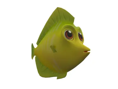Yellow Tang Fish Cartoon Animated Low-poly 3D model