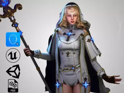 White Priest  - GameReady Low-poly 3D model