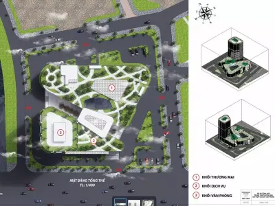 commercial center combined with office buildings 3D model