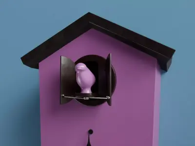 Wall Clock - Decoration Bird Wood Box 3D model