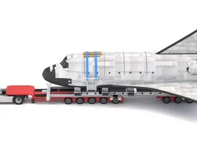 Volvo fh16 2021 and Lowboy Trailer with Space Shuttle 3D model