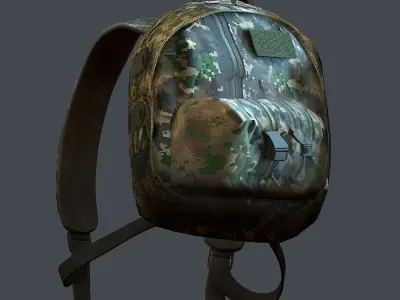 Backpack military combat Black baggage Low-poly 3D model