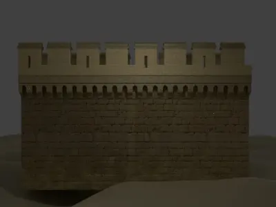 Medieval wall Low-poly 3D model