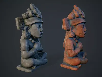 Aztec Statue 02 PBR Low-poly 3D model