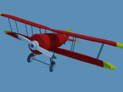 Low poly biplane or plane Low-poly 3D model