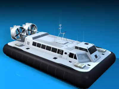 Hovercraft boat with two propellers 3D model