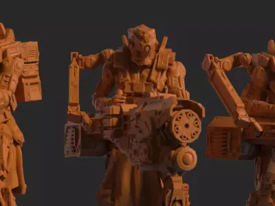 Infantry Kolass Chaingun Squad 3D Model Print 3D print model