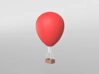 Hot Air Balloon v1 003 Low-poly 3D model