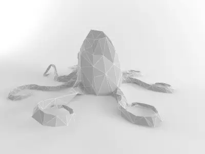 Octopus Low Poly Squid Lowpoly Kraken Tentacle Seamonster Low-poly 3D model