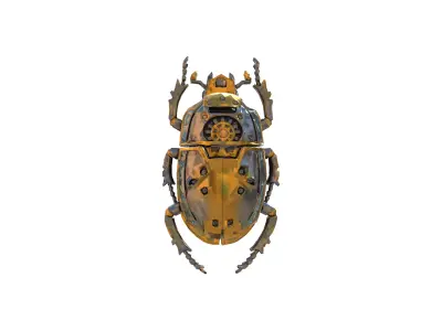 Runic Mechanical Scarab Low-poly 3D model