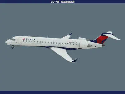 CRJ700 Delta Low-poly 3D model