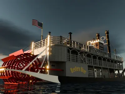 Mississippi Steamboat Western River 3D model
