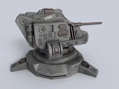 Defense turret Low-poly 3D model