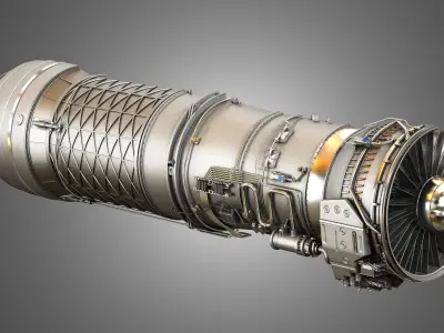 F100 - PW - 220 Turbofan Engine - Cutaway 3D model