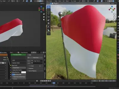 Animated Monaco Flags 3D model