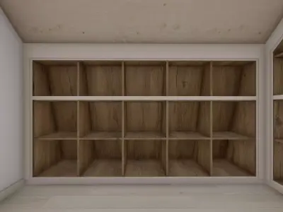 Wardrobe empty closet with wooden shelves Free 3D model