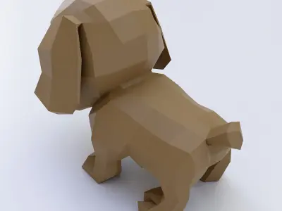 Bulldog puppy toon 3d model  Low-poly 3D model