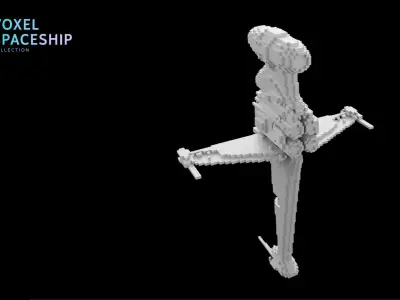 3D VOXEL SPACESHIP Collection 4 3D model