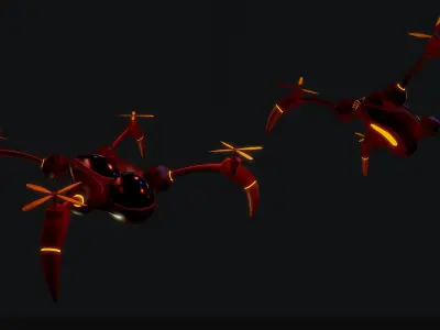 Red Drone Low-poly 3D model