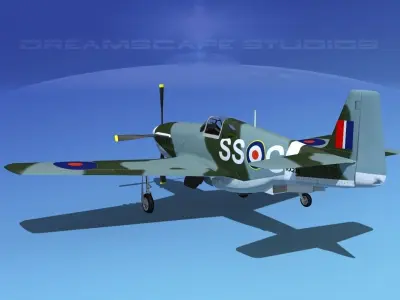 North American Mustang X RAF V05 3D model