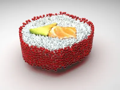 Sushi Roll With Red Caviars 3D model