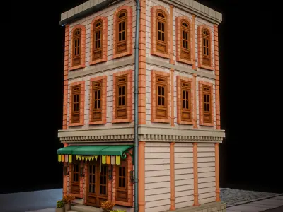 LOWPOLY CITY BUILDING STYLIZE 8 Low-poly 3D model