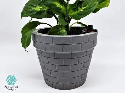 Self-Watering Plant Pot with a Gentleman Earthworm Companion 3D print model