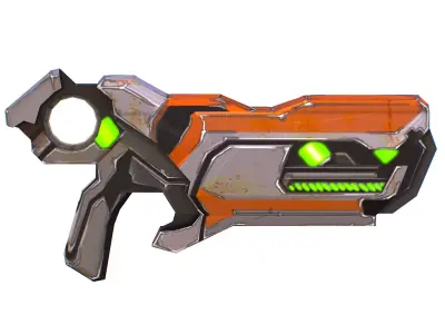 Cartoon Gun Blaster Barrel Nagan Nuff Pistol Revolver Cannon Low-poly 3D model