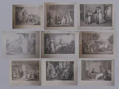 Antique Engravings Low-poly 3D model