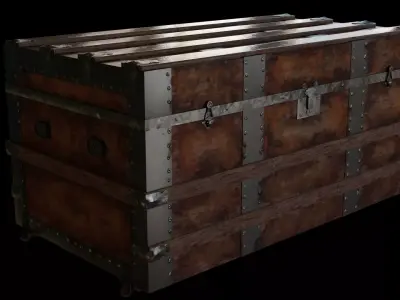 Antique Wooden Chest Low-poly 3D model