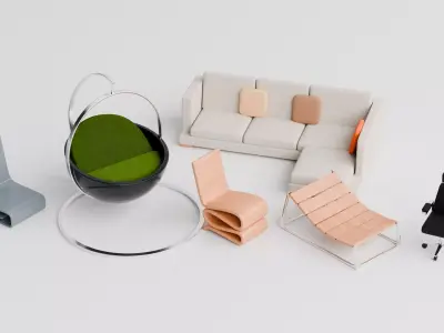 Stylized Modern Chair and Sofa Collection Pack Free 3D model