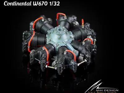 CONTINENTAL W670 ENGINE for Stearman PT-17 Kaydet ICM 3D model