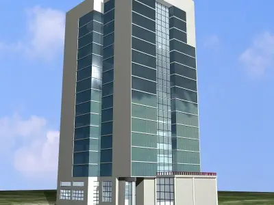 Commercial Building Low-poly 3D model