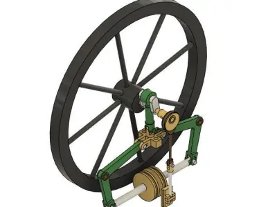 Single Cylinder Steam Engine With Two Pistons 3D model