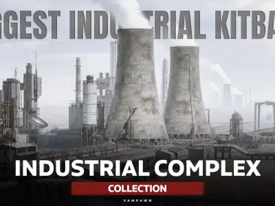 Industrial Complex Kitbash Huge Collection Low-poly 3D model