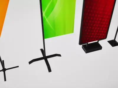 Banner commercial flag Low-poly 3D model