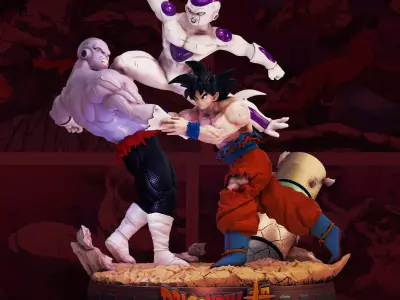 DBS Goku and Frieza vs Jiren 3D print model