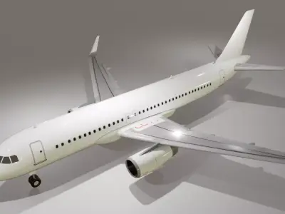 Airbus a320-232 plain livery low poly 3d model Low-poly 3D model