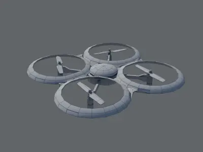Quadrack quadcopter with four propellers Low-poly 3D model