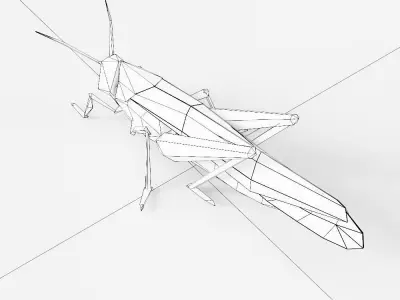 Grasshopper low poly 3d model origami Low-poly 3D model