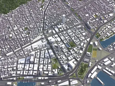 Kobe - Downtown Low-poly 3D model